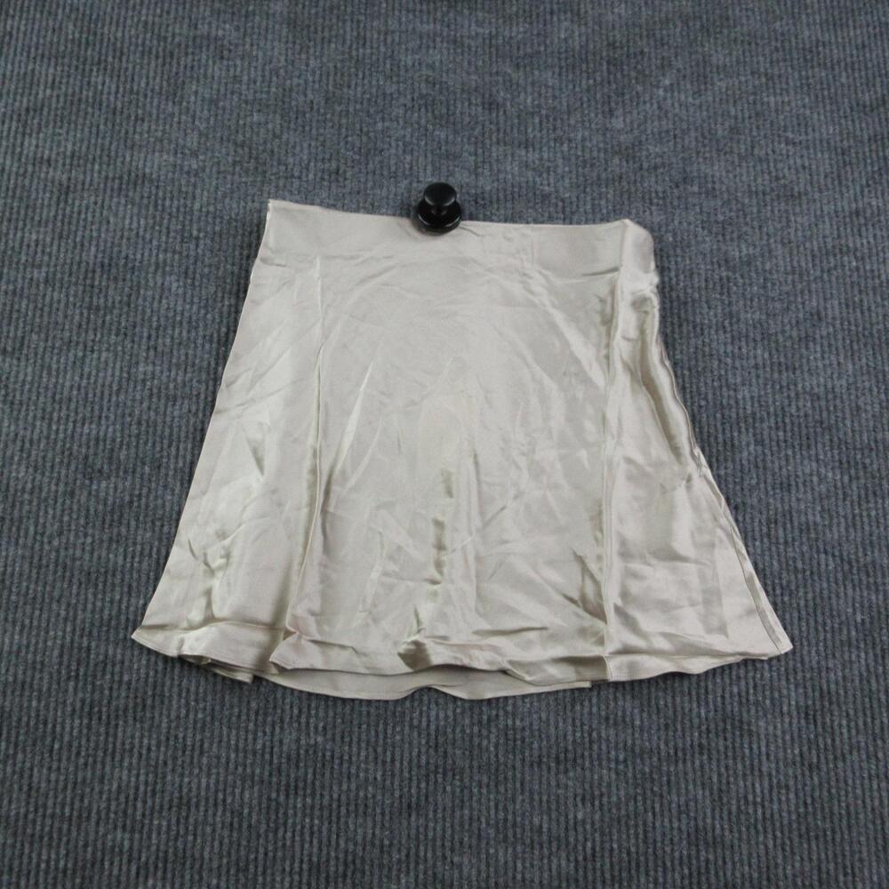 Quince Skirt Womens S Champagne Beige A-Line Washable Silk Satin Mini NWT